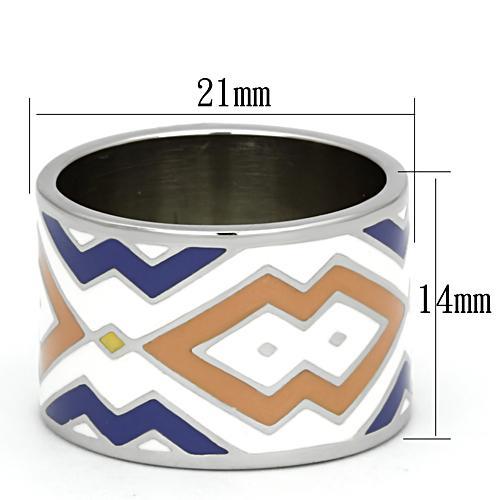 TK841 - High polished (no plating) Stainless Steel Ring with Epoxy  in Multi Color-1