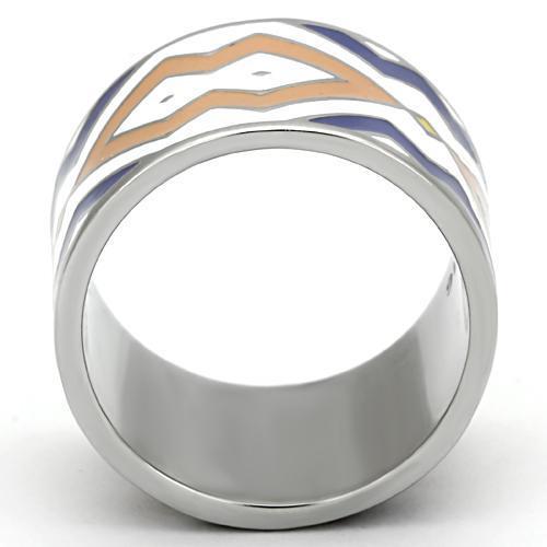 TK841 - High polished (no plating) Stainless Steel Ring with Epoxy  in Multi Color-2