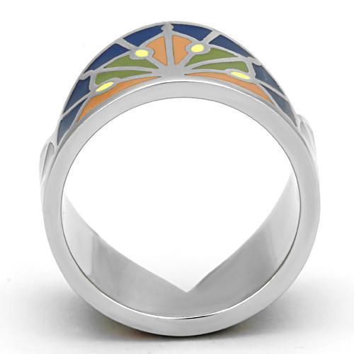 TK842 - High polished (no plating) Stainless Steel Ring with Epoxy  in Multi Color-2