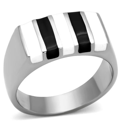 TK849 - High polished (no plating) Stainless Steel Ring with Epoxy  in Multi Color-0