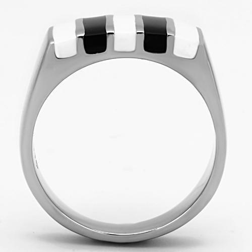 TK849 - High polished (no plating) Stainless Steel Ring with Epoxy  in Multi Color-2