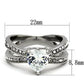 TK851 - High polished (no plating) Stainless Steel Ring with AAA Grade CZ  in Clear-1