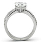 TK851 - High polished (no plating) Stainless Steel Ring with AAA Grade CZ  in Clear-2