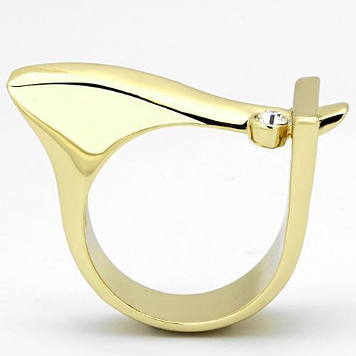 TK853 - IP Gold(Ion Plating) Stainless Steel Ring with Top Grade Crystal  in Clear-2