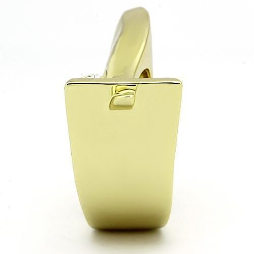 TK853 - IP Gold(Ion Plating) Stainless Steel Ring with Top Grade Crystal  in Clear-3