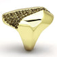 TK854 - IP Gold(Ion Plating) Stainless Steel Ring with Top Grade Crystal  in Smoked Quartz-3