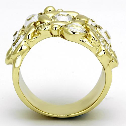 TK856 - IP Gold(Ion Plating) Stainless Steel Ring with Top Grade Crystal  in Clear-2
