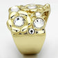 TK856 - IP Gold(Ion Plating) Stainless Steel Ring with Top Grade Crystal  in Clear-3