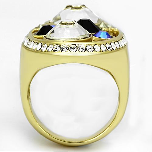 TK857 - IP Gold(Ion Plating) Stainless Steel Ring with Top Grade Crystal  in Multi Color-2