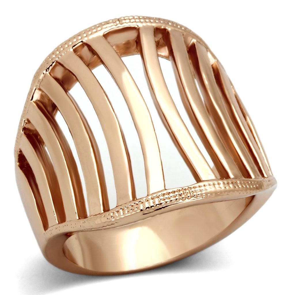 TK859 - IP Rose Gold(Ion Plating) Stainless Steel Ring with No Stone-0