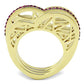 TK863 - IP Gold(Ion Plating) Stainless Steel Ring with Top Grade Crystal  in Fuchsia-2
