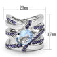 TK865 - High polished (no plating) Stainless Steel Ring with Synthetic Synthetic Glass in Light Sapphire-1