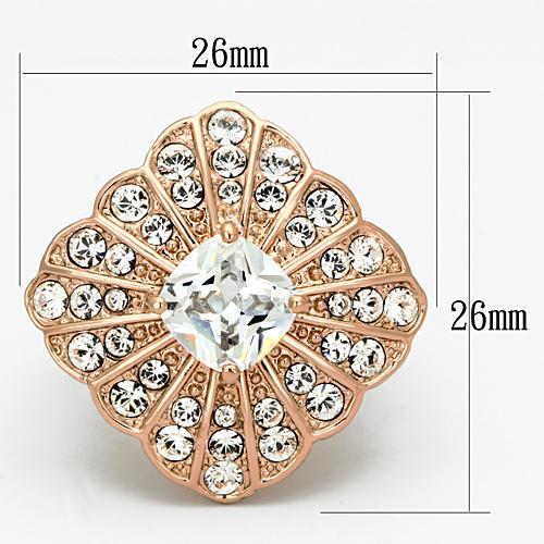TK866 - IP Rose Gold(Ion Plating) Stainless Steel Ring with AAA Grade CZ  in Clear-1