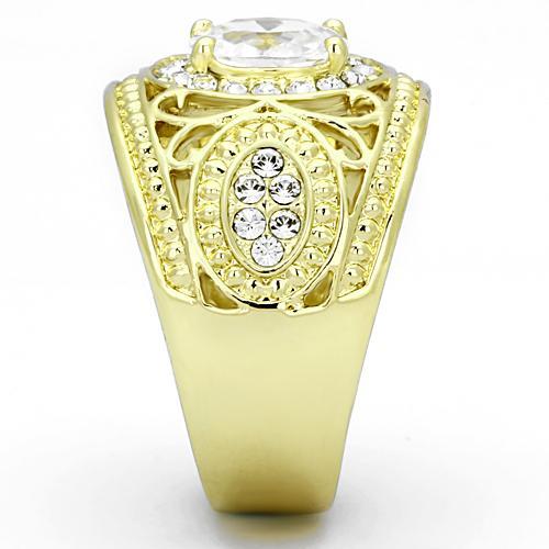 TK868 - IP Gold(Ion Plating) Stainless Steel Ring with AAA Grade CZ  in Clear-3