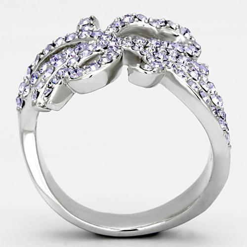 TK869 - High polished (no plating) Stainless Steel Ring with Top Grade Crystal  in Light Sapphire-2