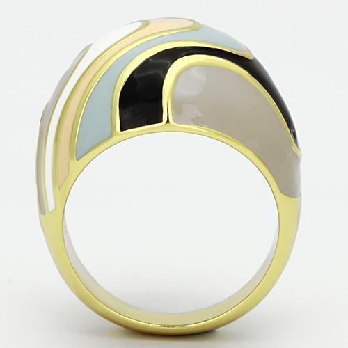 TK870 - IP Gold(Ion Plating) Stainless Steel Ring with Epoxy  in Multi Color-2
