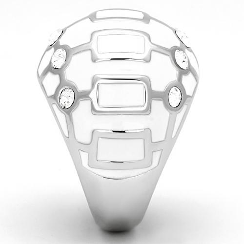 TK871 - High polished (no plating) Stainless Steel Ring with Top Grade Crystal  in Clear-3