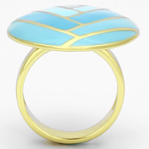 TK874 - IP Gold(Ion Plating) Stainless Steel Ring with Epoxy  in Multi Color-2