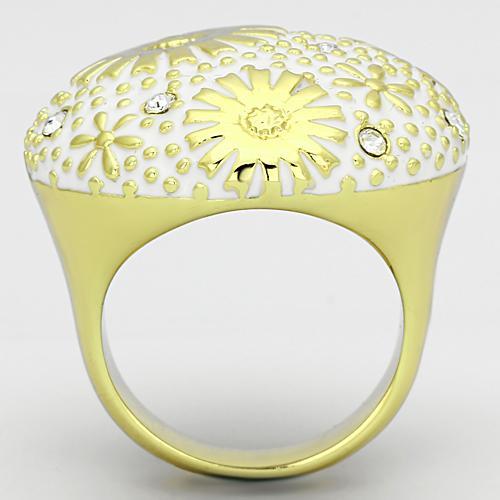 TK875 - IP Gold(Ion Plating) Stainless Steel Ring with Top Grade Crystal  in Clear-2