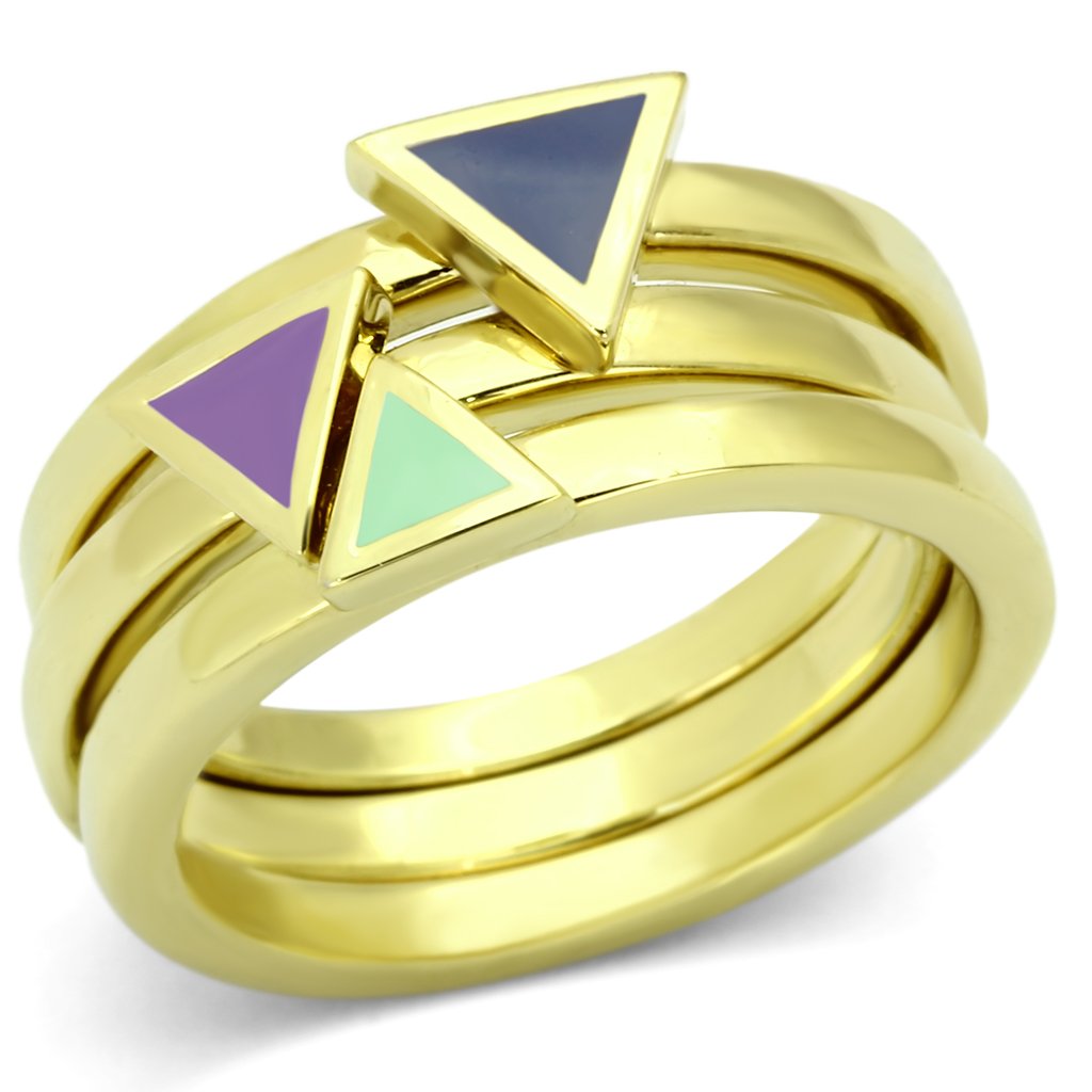 TK877 - IP Gold(Ion Plating) Stainless Steel Ring with Epoxy  in Multi Color-0
