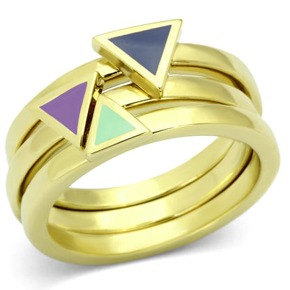 TK877 - IP Gold(Ion Plating) Stainless Steel Ring with Epoxy  in Multi Color-0