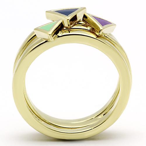 TK877 - IP Gold(Ion Plating) Stainless Steel Ring with Epoxy  in Multi Color-2