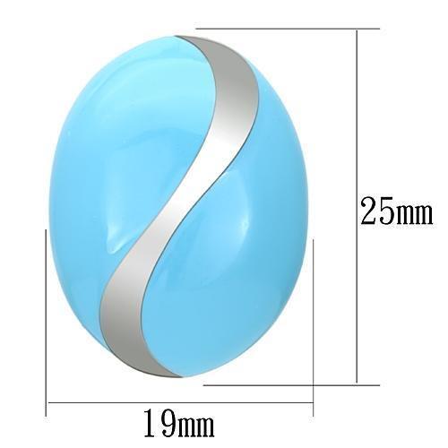 TK892 - High polished (no plating) Stainless Steel Earrings with Epoxy  in Sea Blue-1