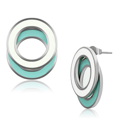 TK893 - High polished (no plating) Stainless Steel Earrings with Epoxy  in Multi Color-0