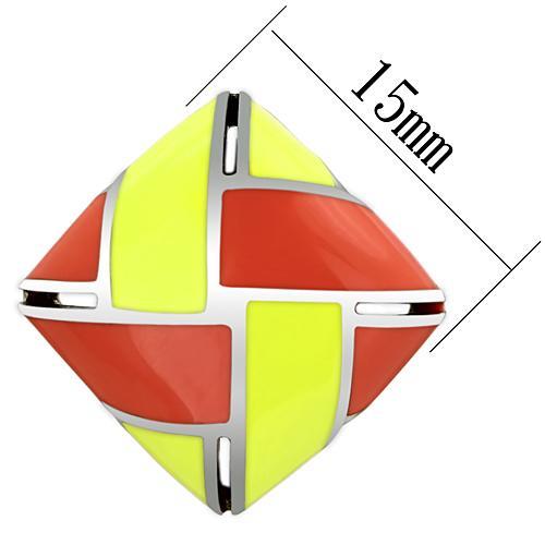 TK897 - High polished (no plating) Stainless Steel Earrings with Epoxy  in Multi Color-1