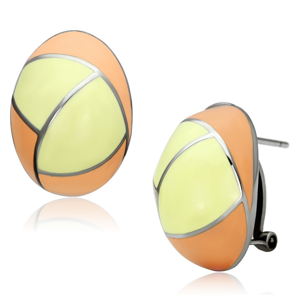 TK899 - High polished (no plating) Stainless Steel Earrings with Epoxy  in Multi Color-0