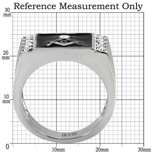 TK8X030 - High polished (no plating) Stainless Steel Ring with AAA Grade CZ  in Clear-1