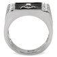 TK8X030 - High polished (no plating) Stainless Steel Ring with AAA Grade CZ  in Clear-3