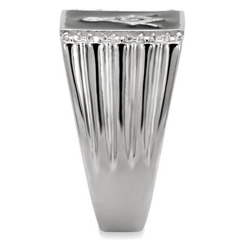 TK8X030 - High polished (no plating) Stainless Steel Ring with AAA Grade CZ  in Clear-4