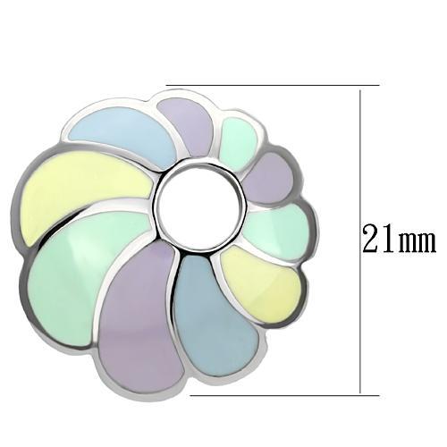 TK905 - High polished (no plating) Stainless Steel Earrings with Epoxy  in Multi Color-1