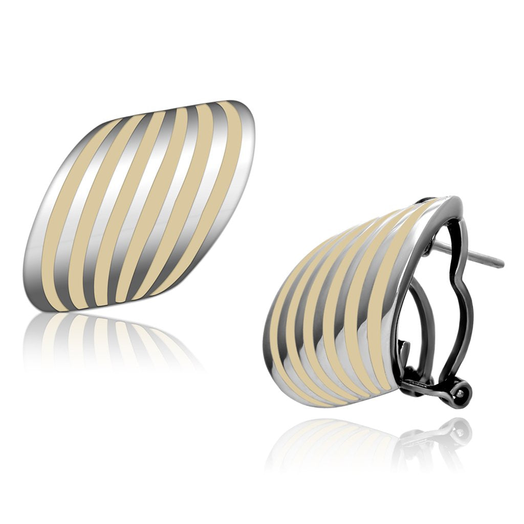 TK910 - High polished (no plating) Stainless Steel Earrings with Epoxy  in Orange-0