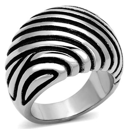 TK929 - High polished (no plating) Stainless Steel Ring with Epoxy  in Jet-0