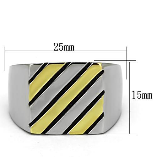 TK952 - Two-Tone IP Gold (Ion Plating) Stainless Steel Ring with No Stone-1