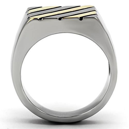 TK952 - Two-Tone IP Gold (Ion Plating) Stainless Steel Ring with No Stone-2
