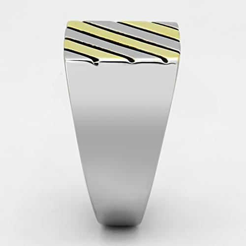 TK952 - Two-Tone IP Gold (Ion Plating) Stainless Steel Ring with No Stone-3