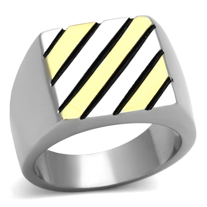 TK952 - Two-Tone IP Gold (Ion Plating) Stainless Steel Ring with No Stone-0