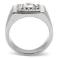TK95312 - High polished (no plating) Stainless Steel Ring with Top Grade Crystal  in Clear-3
