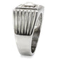 TK95312 - High polished (no plating) Stainless Steel Ring with Top Grade Crystal  in Clear-4