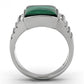 TK953 - High polished (no plating) Stainless Steel Ring with Synthetic MALACHITE in Emerald-2