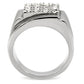 TK95409 - High polished (no plating) Stainless Steel Ring with Top Grade Crystal  in Clear-3