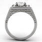 TK955 - High polished (no plating) Stainless Steel Ring with AAA Grade CZ  in Clear-2