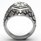 TK960 - High polished (no plating) Stainless Steel Ring with Top Grade Crystal  in Clear-2