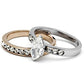TK965 - Two-Tone IP Rose Gold Stainless Steel Ring with AAA Grade CZ  in Clear-4