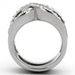 TK970 - High polished (no plating) Stainless Steel Ring with Top Grade Crystal  in Clear-2