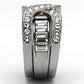 TK970 - High polished (no plating) Stainless Steel Ring with Top Grade Crystal  in Clear-3