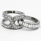 TK970 - High polished (no plating) Stainless Steel Ring with Top Grade Crystal  in Clear-4